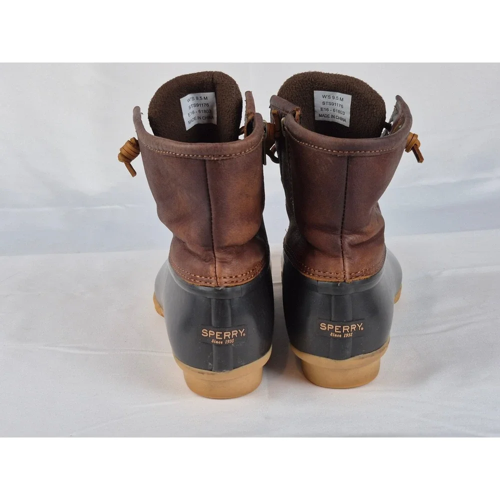 Sperry Saltwater Women's 9.5M Duck Boots Brown Leather Rain Snow Boots